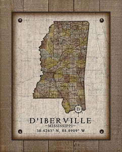 D'iberville Mississippi Vintage Design - On 100% Natural Linen