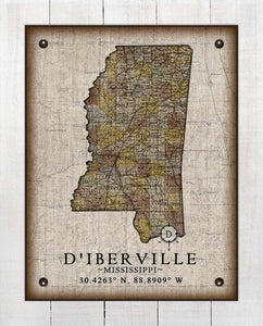 D'iberville Mississippi Vintage Design - On 100% Natural Linen