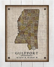 Load image into Gallery viewer, Gulfport Mississippi Vintage Design - Board Mounted Canvas Print
