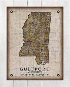Gulfport Mississippi Vintage Design - Board Mounted Canvas Print