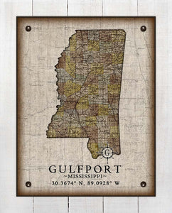 Gulfport Mississippi Vintage Design - On 100% Natural Linen