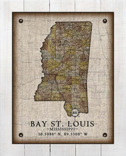 Load image into Gallery viewer, Bay St Louis Mississippi Vintage Design - Board Mounted Canvas Print
