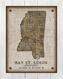 Bay St Louis Mississippi Vintage Design - Board Mounted Canvas Print