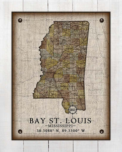 Bay St Louis Mississippi Vintage Design - On 100% Natural Linen