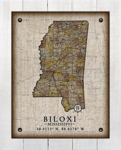 Biloxi Mississippi Vintage Design - On 100% Natural Linen