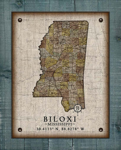 Biloxi Mississippi Vintage Design - On 100% Natural Linen