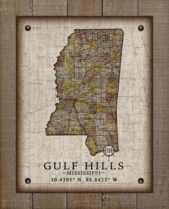 Gulf Hills Mississippi Vintage Design - On 100% Natural Linen