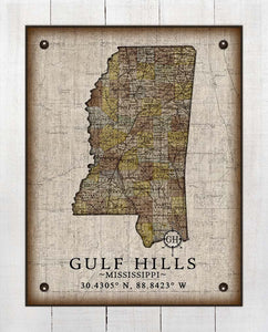 Gulf Hills Mississippi Vintage Design - On 100% Natural Linen