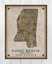 Load image into Gallery viewer, Long Beach Mississippi Vintage Design - Board Mounted Canvas Print
