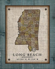 Load image into Gallery viewer, Long Beach Mississippi Vintage Design - Board Mounted Canvas Print
