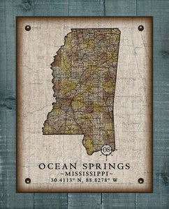Ocean Springs Mississippi Vintage Design - On 100% Natural Linen