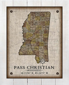 Pass Christian Mississippi Vintage Design - On 100% Natural Linen