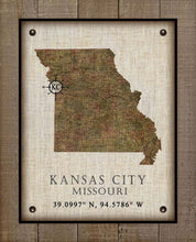 Load image into Gallery viewer, Kansas City Missouri Vintage Design - On 100% Natural Linen
