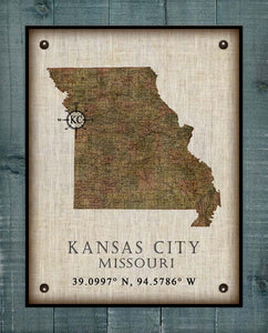 Kansas City Missouri Vintage Design - On 100% Natural Linen