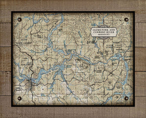 Missouri- Jacks Fork And Current Rivers  Nautical Chart -  On 100% Natural Linen