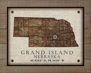 Grand Island Nebraska Vintage Design - On 100% Natural Linen