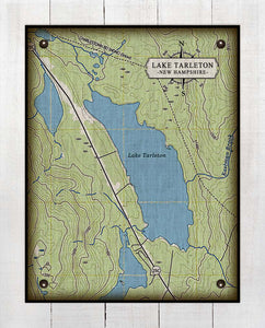 Lake Tarleton New Hampshire Map - On 100% Natural Linen