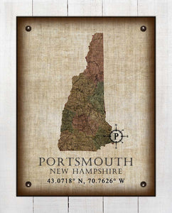 Portsmouth New Hampshire Vintage Design - On 100% Natural Linen