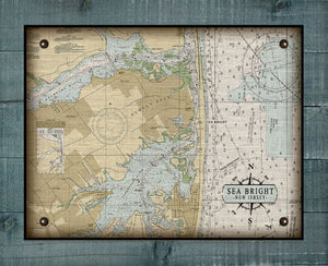 Sea Bright New Jersey Map - On 100% Natural Linen