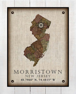 Morristown New Jersey Vintage Design - On 100% Natural Linen