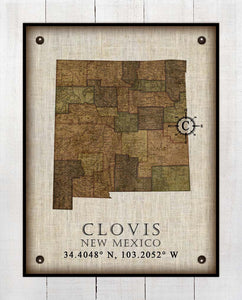 Clovis New Mexico Vintage Design - On 100% Natural Linen