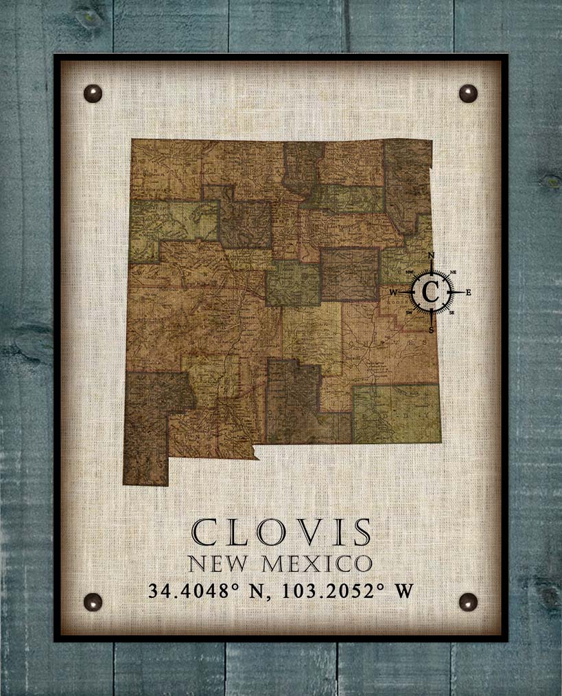 Clovis New Mexico Vintage Design - Board Mounted Canvas Print