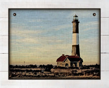 Load image into Gallery viewer, Fire Island Lighthouse (horizontal) - On 100% Linen
