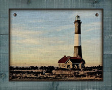 Load image into Gallery viewer, Fire Island Lighthouse (horizontal) - On 100% Linen
