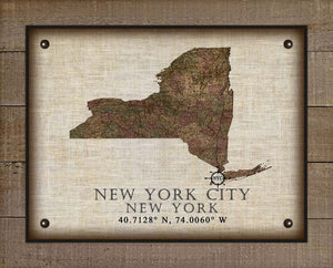 New York City, New York Vintage Design - On 100% Natural Linen