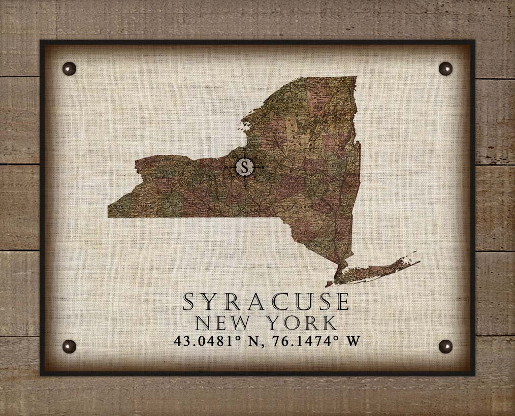 Syracuse New York Vintage Design - Board Mounted Canvas Print