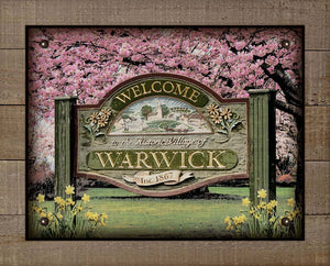 Warwick New York Welcome Sign - On 100% Linen