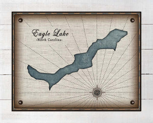 Eagle Lake North Carolina Nautical Chart - On 100% Natural Linen
