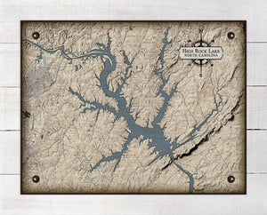 High Rock Lake North Carolina Map Design - On 100% Natural Linen