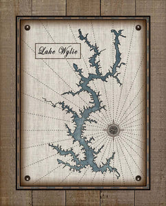 Lake Wylie North Carolina Map Design (2)  - On 100% Natural Linen