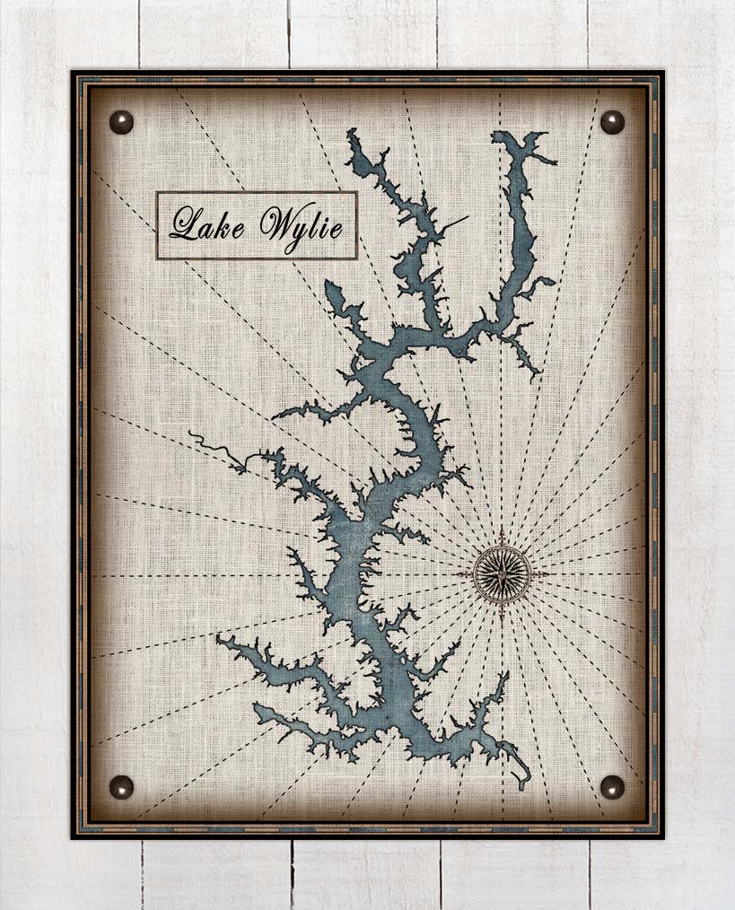 Lake Wylie North Carolina Map Design (2)  - On 100% Natural Linen