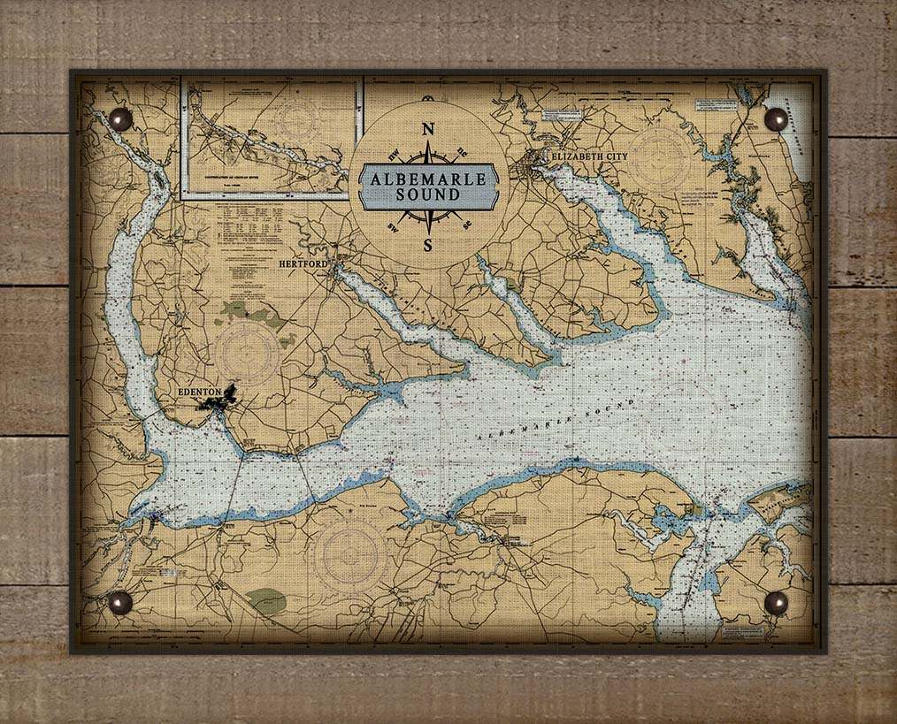 Copy of Albemarle Sound North Carolina Nautical Chart - Board Mounted Canvas Print