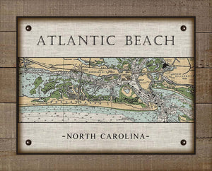 Atlantic Beach North Carolina Nautical Chart - On 100% Natural Linen