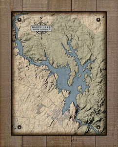 Badin Lake North Carolina Map Design - On 100% Natural Linen