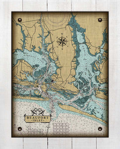 Beaufort North Carolina Nautical Chart - On 100% Natural Linen