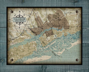 Calabash North Carolina Map - On 100% Natural Linen