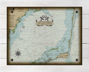 Cape Hatteras North Carolina Nautical Chart - On 100% Natural Linen