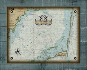 Cape Hatteras North Carolina Nautical Chart - Board Mounted Canvas Print