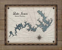 Load image into Gallery viewer, James Lake North Carolina Map Design - On 100% Natural Linen
