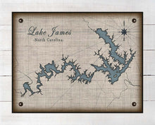 Load image into Gallery viewer, James Lake North Carolina Map Design (2) - On 100% Natural Linen
