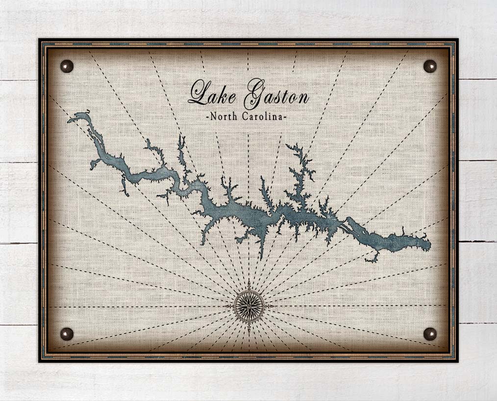 Lake Gaston North Carolina Map Design  - On 100% Natural Linen