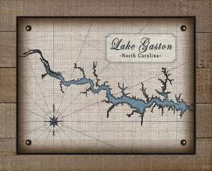 Lake Gaston North Carolina Map Design (2) - On 100% Natural Linen
