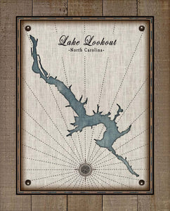 Lookout Lake North Carolina Map - Board Mounted Canvas Print