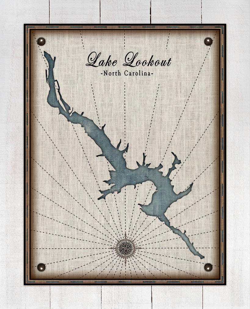 Lookout Lake North Carolina Map - Board Mounted Canvas Print