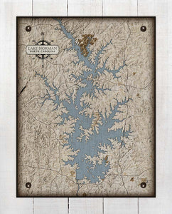 Lake Norman North Carolina Map Design  - On 100% Natural Linen