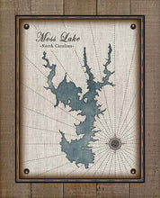 Load image into Gallery viewer, Moss Lake North Carolina Map Design (2)  - On 100% Natural Linen
